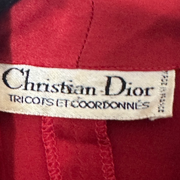 Vintage 70's 80's Christian Dior Tricots et Coordonnés Red Silk Blouse Tie 44 12 - Picture 4 of 10